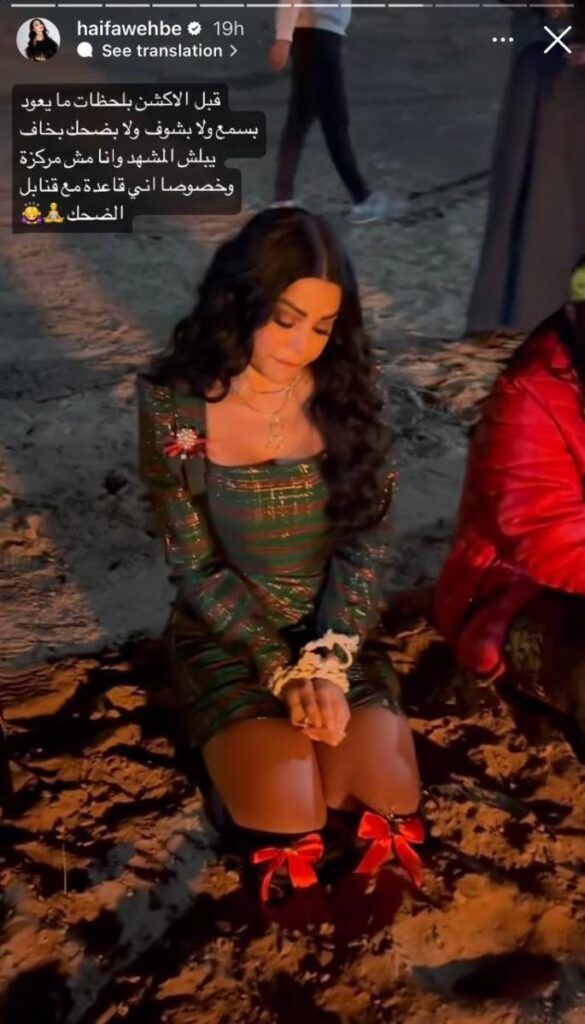 هيفاء وهبي على الأرض ويداها مربوطة.. ما القصة؟ (صور)