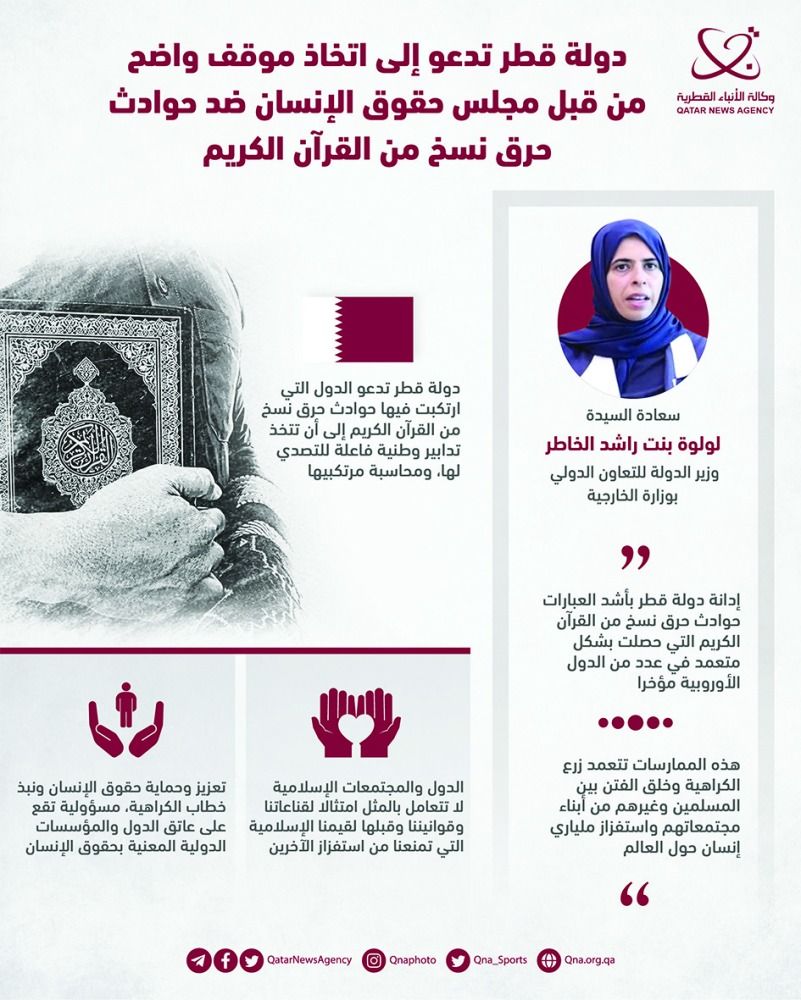 قطر تؤكد موقفها الرافض لكافة مظاهر التمييز والكراهية الدينية ضد المسلمين