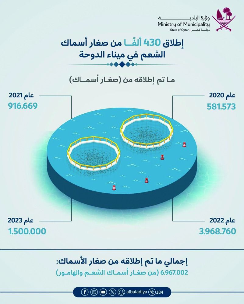 إطلاق 1.5 مليون من صغار الأسماك في 2023