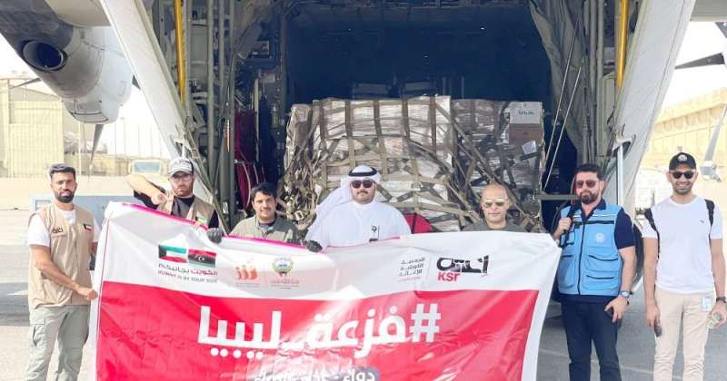 وصول طائرة الإغاثية الثالثة من الجسر الجوي الكويتي إلى ليبيا محملة بـ 10 أطنان من المواد الطبية