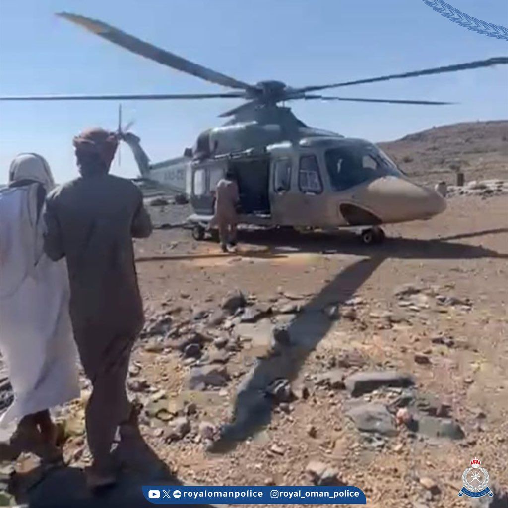 طيران الشرطة يُنفذ عملية نقل مريض إلى المستشفى السلطاني