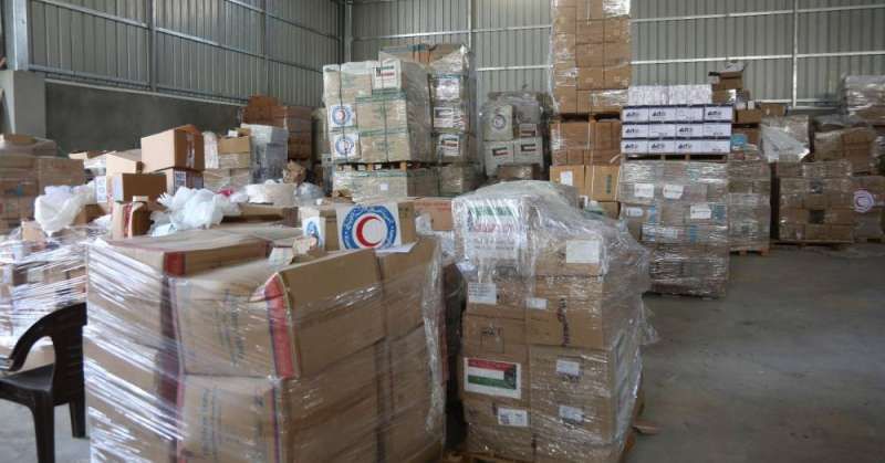 الدفعة الأولى من المساعدات الطبية للهلال الأحمر الكويتي تصل غزة