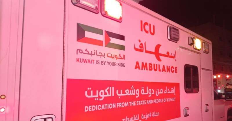وصول 7 سيارات إسعاف إضافية من الكويت إلى غزة