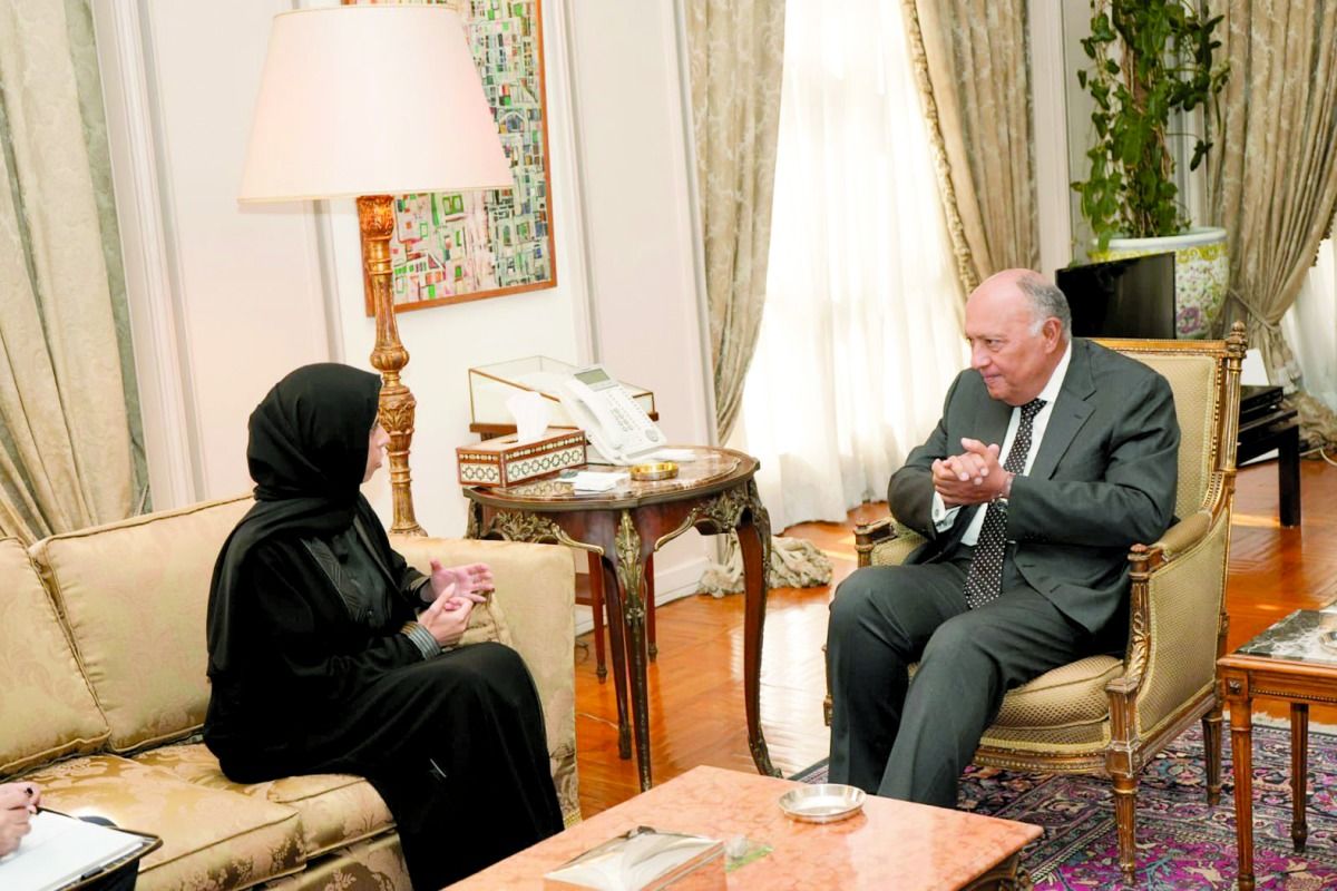 لولوة الخاطر تناقش التعاون بشأن غزة  مع وزير خارجية مصر