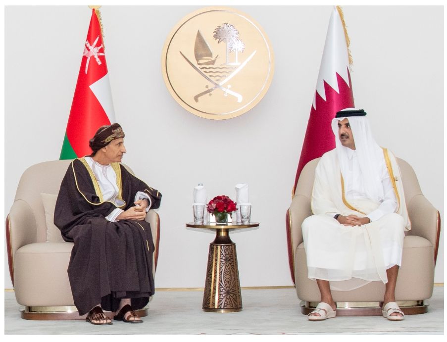 أمير قطر يشكر جلالة السلطان على الجهود المقدّرة التي بذلها خلال ترؤسه للدورة الـ 43 للمجلس الأعلى لدول الخليج