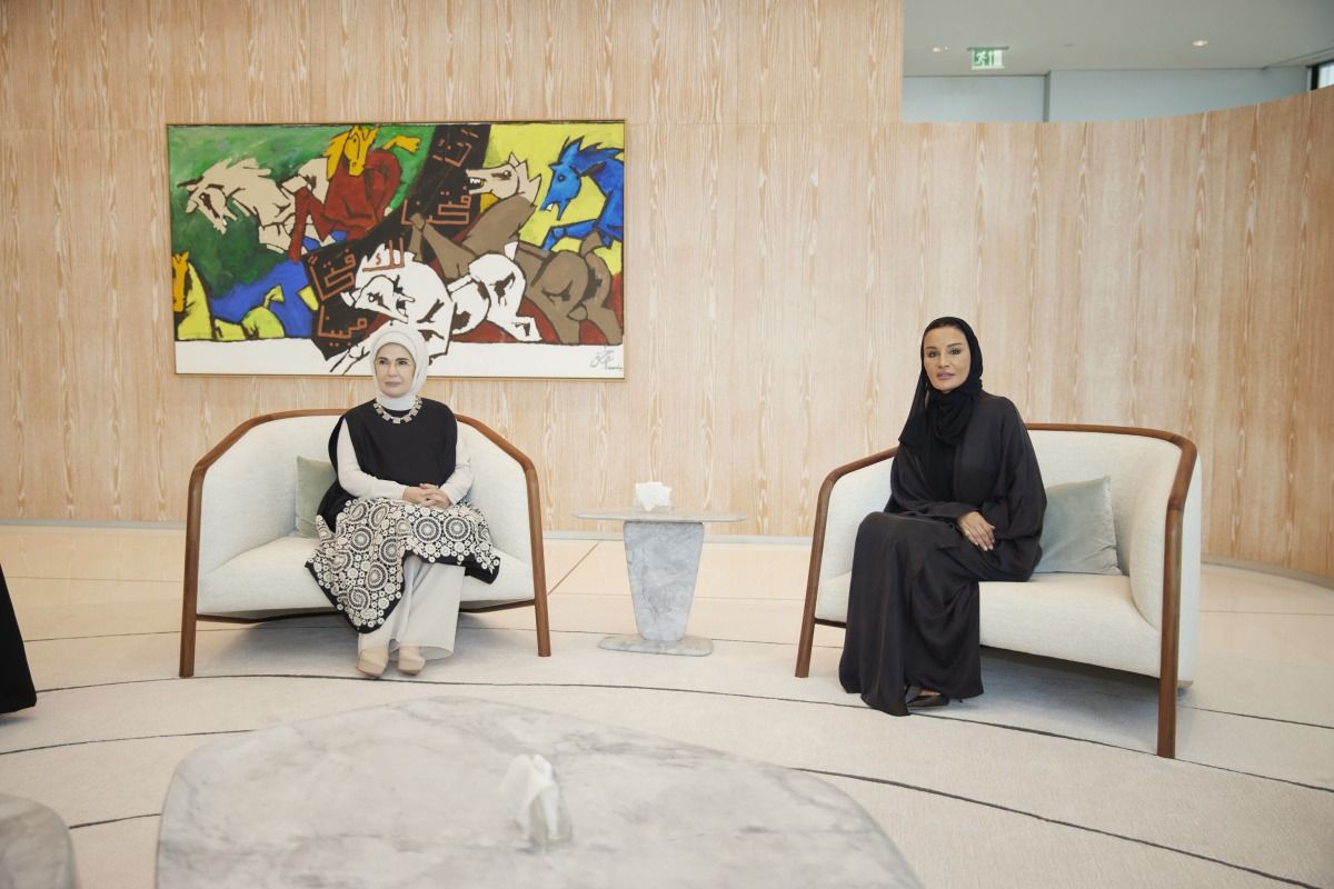 صاحبة السمو وحرم الرئيس التركي تناقشان الجهود الإنسانية بالقطاع