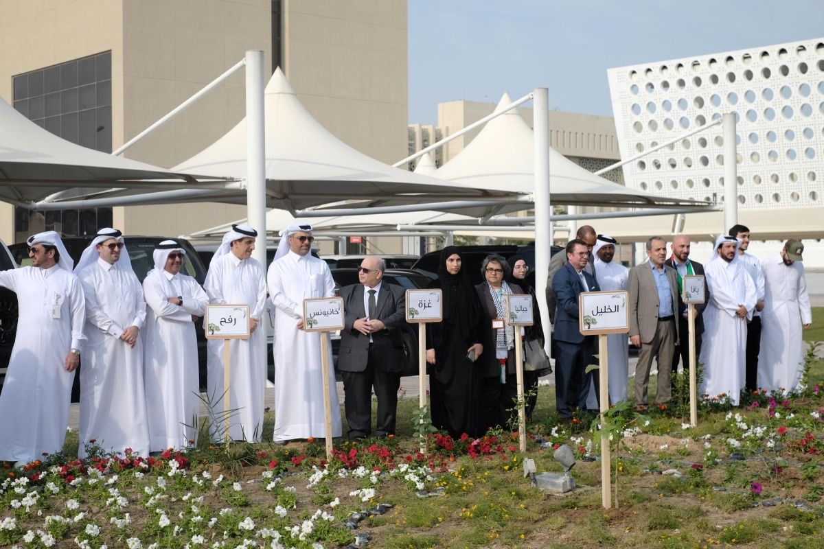 زراعة قطعة أرض في حرم جامعة قطر  بـ «خريطة فلسطين»
