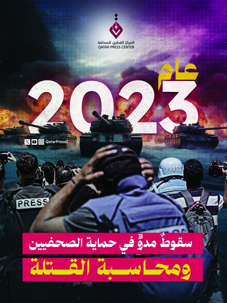 «القطري للصحافة»: عام 2023.. سقوطٌ مدوٍّ في حماية الصحفيين ومحاسبة القتلة