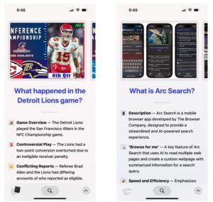 متصفح ARC للذكاء الاصطناعي على آيفون