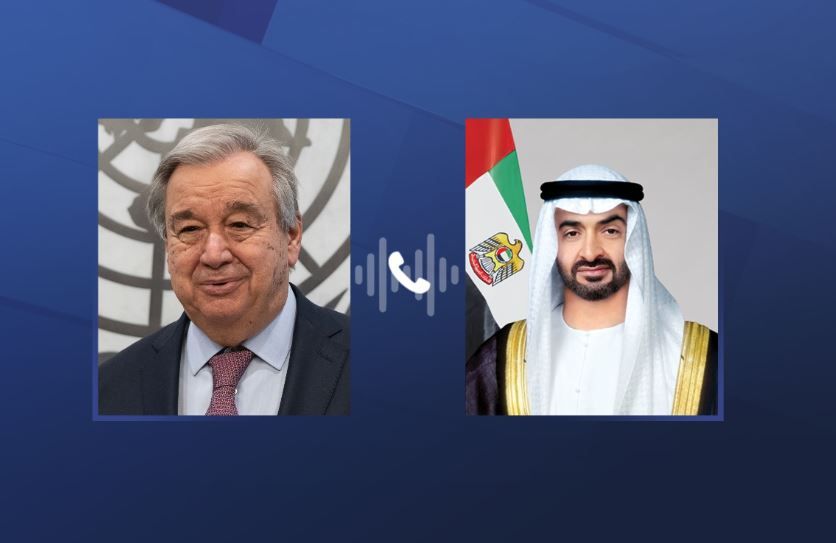 رئيس الدولة يبحث هاتفياً مع الأمين العام للأمم المتحدة الأوضاع في الشرق الأوسط والتطورات في قطاع غزة