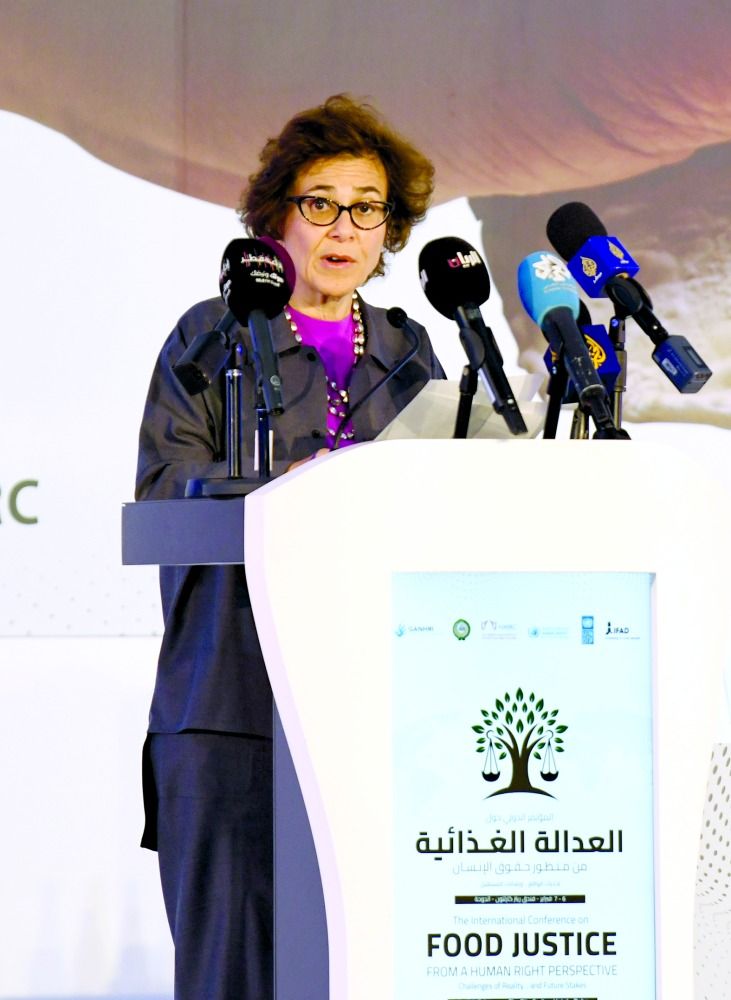 مريم العطية: لن تتحقق العدالة الغذائية بإنكار حق الشعوب في تقرير المصير