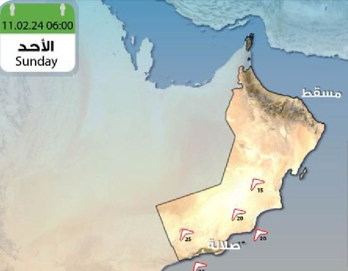 الارصاد تنبه: غبار وأتربة على محافظتي الوسطى وظفار