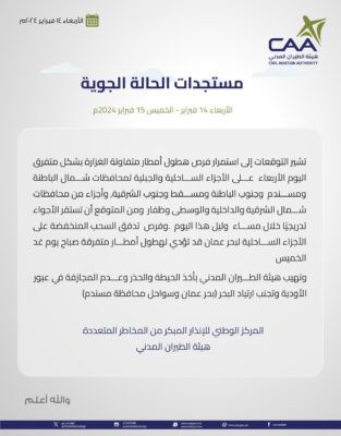 مستجدات الحالة الجوية اليوم وغد .. هطول الأمطار على 9 محافظات