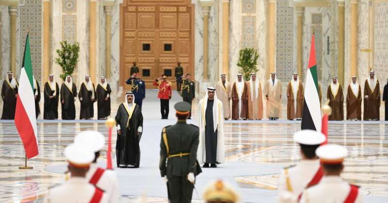 مراسم استقبال رسمية لسمو الأمير في قصر الوطن بالعاصمة الإماراتية أبوظبي