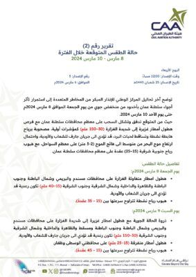 تقرير رقم 2 لحالة الطقس خلال الفترة من 8-10 مارس