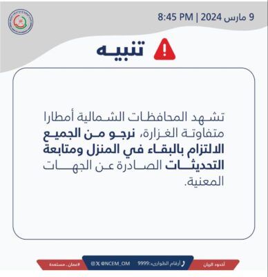 المحافظات الشمالية تشهد أمطارا متفاوتة الغزارة