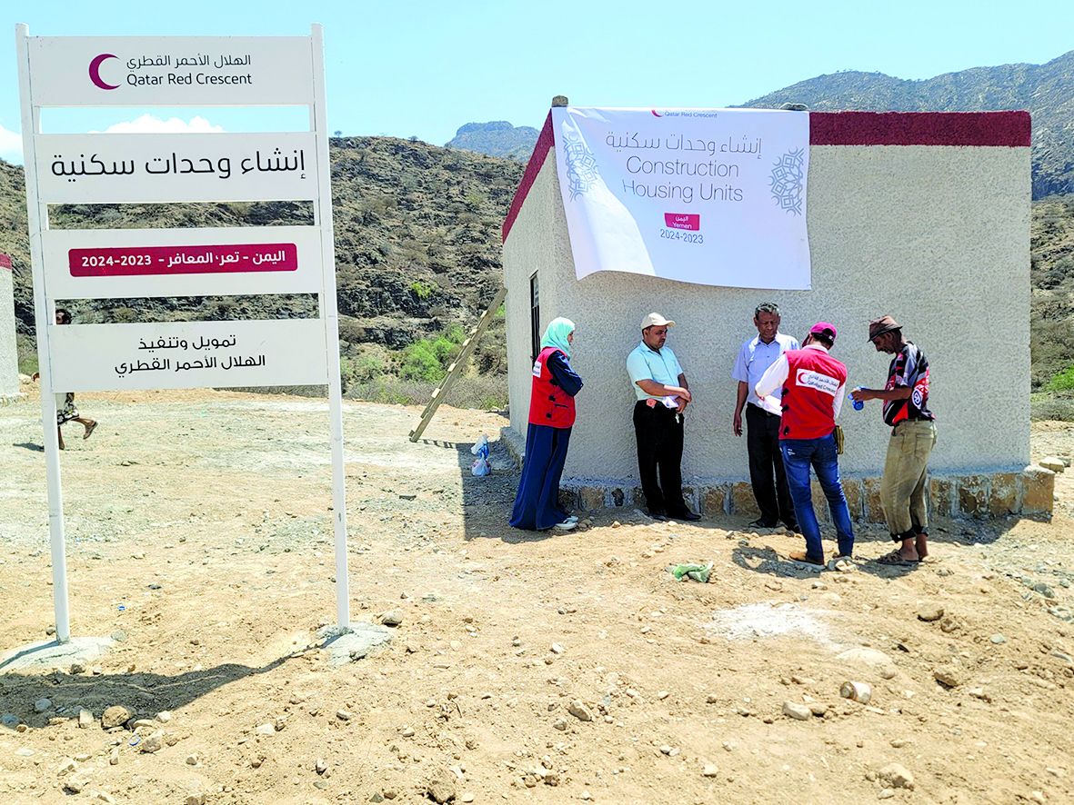 الهلال القطري يوفر المأوى الآمن للأسر المتضررة في اليمن