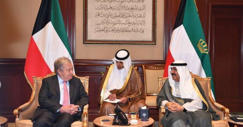 سمو الأمير يستقبل الأمين العام للأمم المتحدة بمناسبة زيارته للبلاد