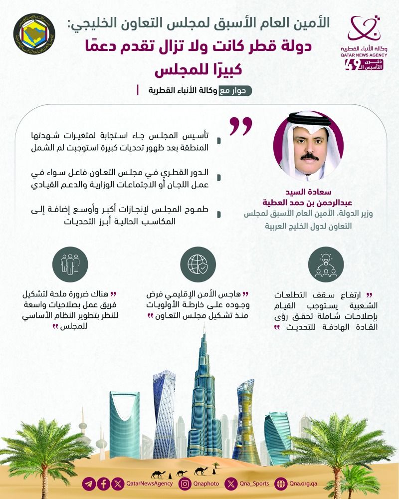 الأمين العام الأسبق لمجلس التعاون: قطر كانت ولا تزال تقدم دعماً كبيراً للمجلس