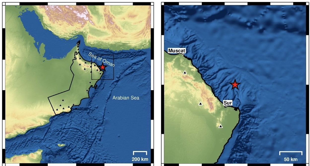 هزة أرضية خفيفة في بحر عُمان بالقرب من مدينة صور