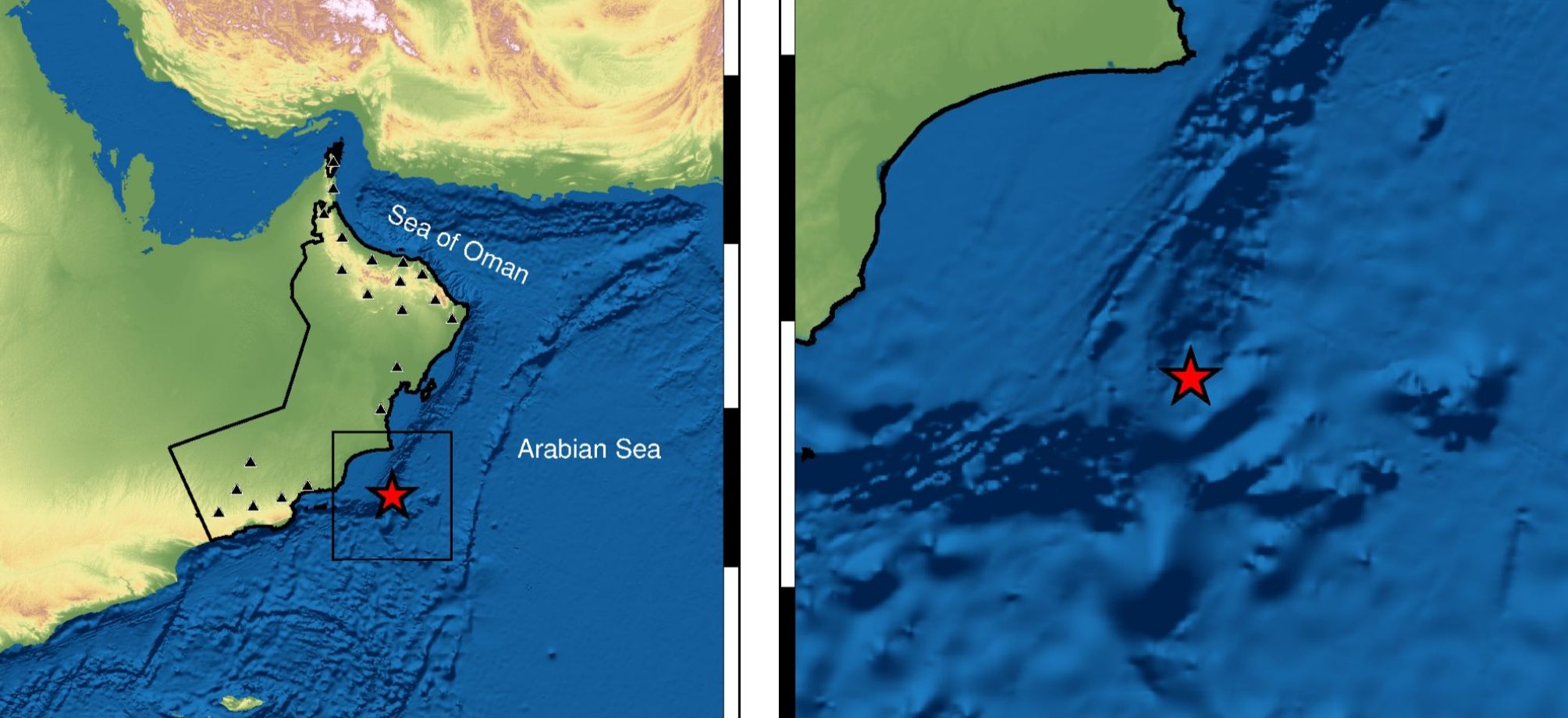 هزة أرضية خفيفة في بحر العرب بقوة 3.3 ريختر