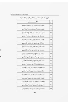مرسوم سلطاني برد الجنسية العُمانية إلى 113 شخصاً