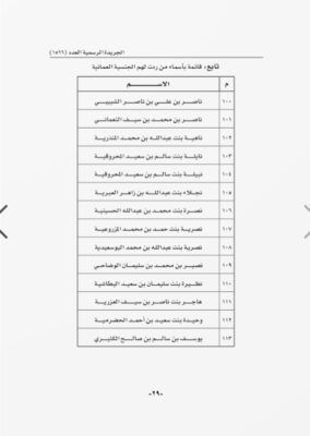 مرسوم سلطاني برد الجنسية العُمانية إلى 113 شخصاً