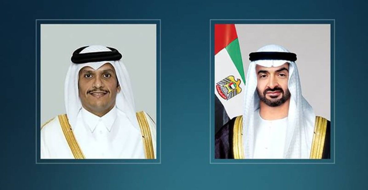 محمد بن زايد يستقبل رئيس مجلس الوزراء وزير خارجية قطر