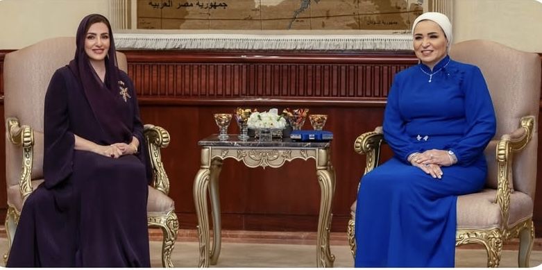 السيدة الجليلة تستقبل حرمِ فخامةِ رئيس جمهورية مصر العربية