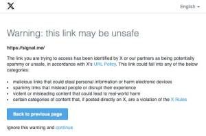 اكس يضع قيودًا على روابط سيجنال