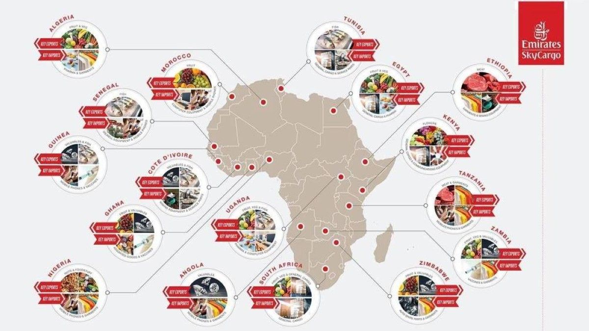 «الإمارات للشحن الجوي» تنقل 3820 طن بضائع من وإلى أفريقيا أسبوعياً