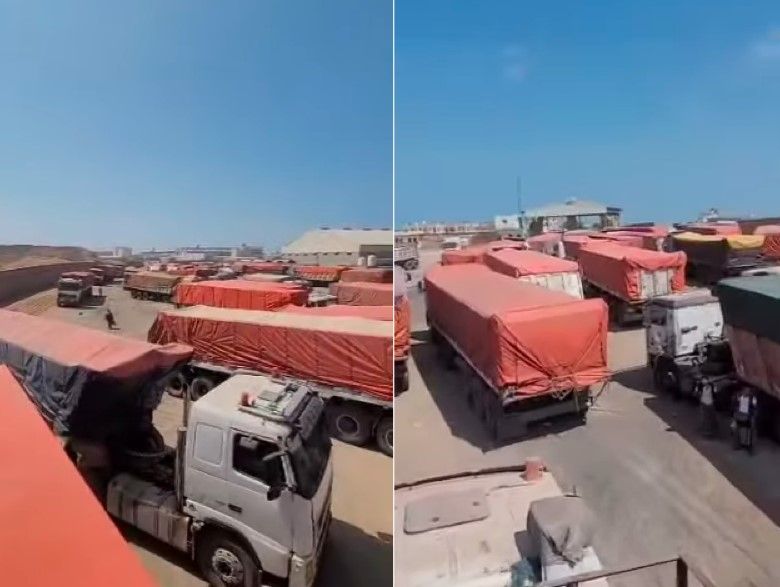 مليشيا الحوثي تحجز أكثر من 80 شاحنة محملة بالبضائع في ميناء الصليف بالحديدة