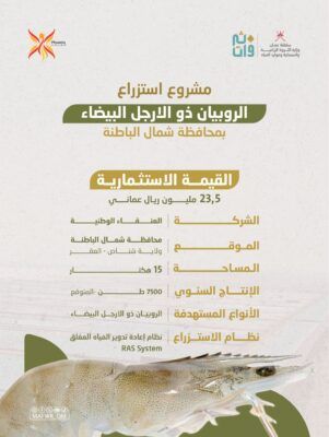 توقيع عقد لمشروع استزراع الروبيان في شناص باستثمار 23.5 مليون ريال عماني