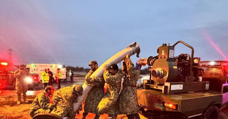 الحرس الوطني يشارك بتقديم الإسناد في التعامل مع تجمعات المياه