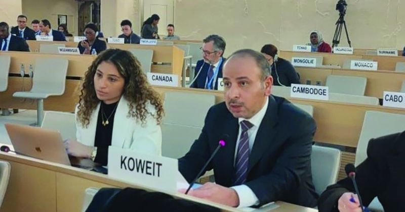 السفير الهين ملقياً بيان دول الخليج أمام مجلس حقوق الإنسان