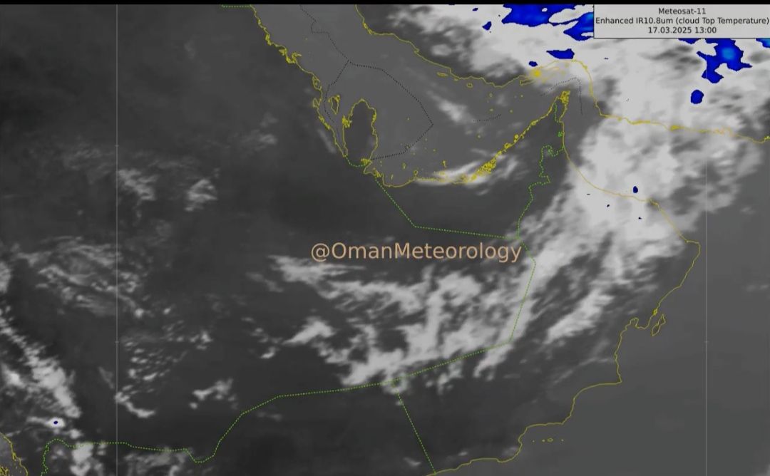 أمطار متفرقة مرتقبة على معظم محافظات عمان خلال الساعات القادمة