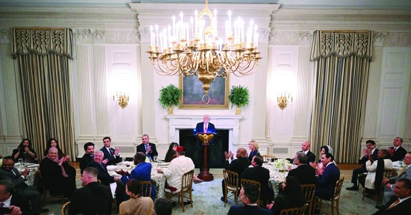 ترامب ملقياً كلمته خلال الحفل