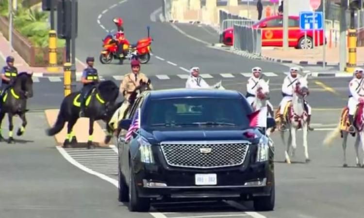 أمير قطر يستقبل الرئيس الأمريكي بمقر الديوان الأميري في الدوحة