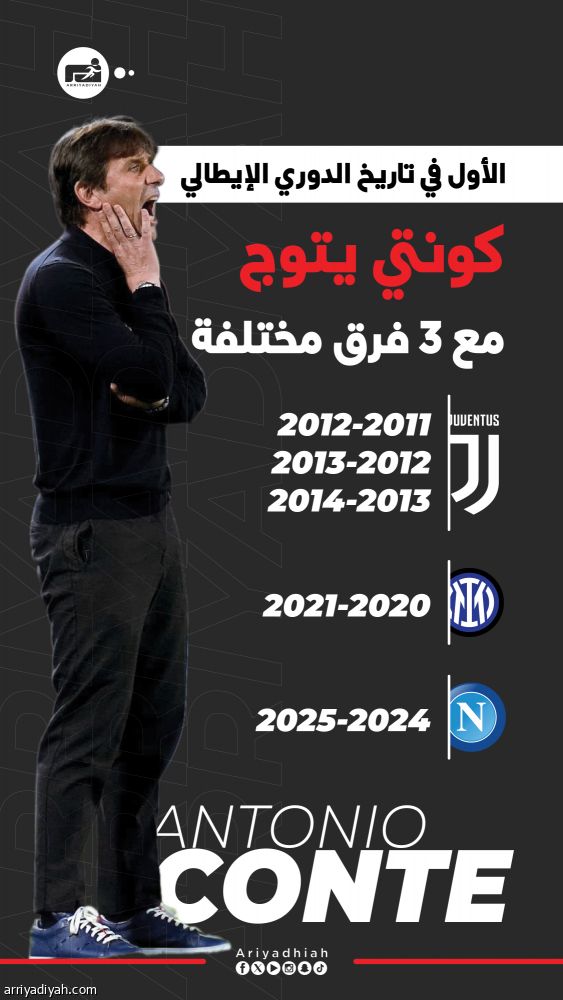 مع 3 أندية.. كونتي يكتب التاريخ