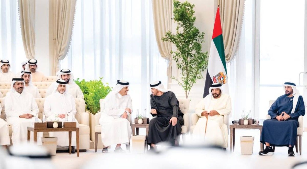 رئيس الدولة يبحث مع رئيس الوزراء القطري العلاقات الأخوية