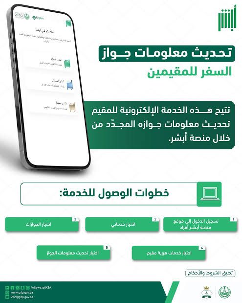 كيفية تحديث معلومات جواز سفر المقيمين عبر منصة أبشر… تعرف على الخطوات