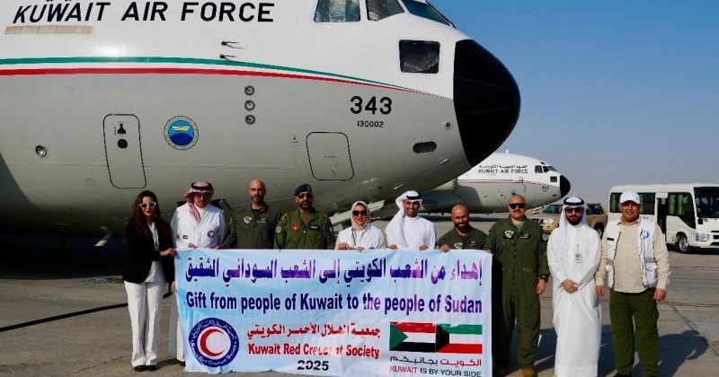 طائرة إغاثية كويتية تحمل 40 طنا من المواد المتنوعة إلى السودان