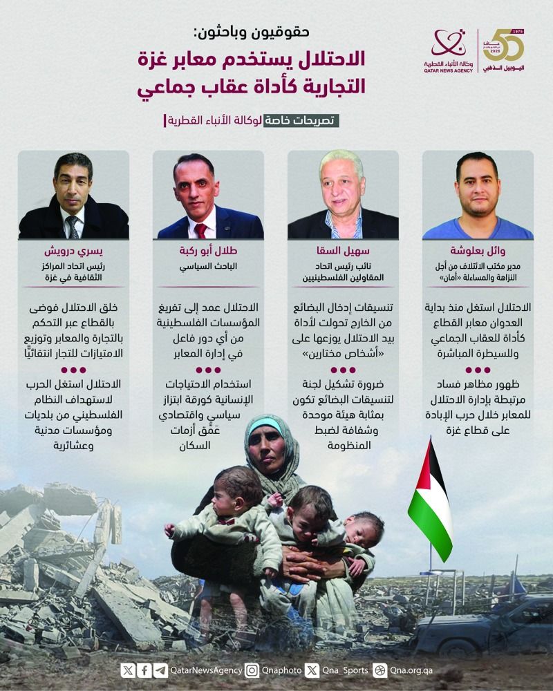 حقوقيون وباحثون: الاحتلال يستخدم المعابر التجارية أداة عقاب جماعي