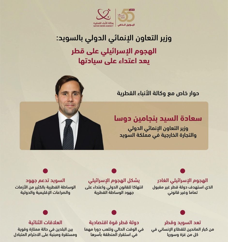 السويد: الهجوم الإسرائيلي اعتداء على جهود الوساطة القطرية