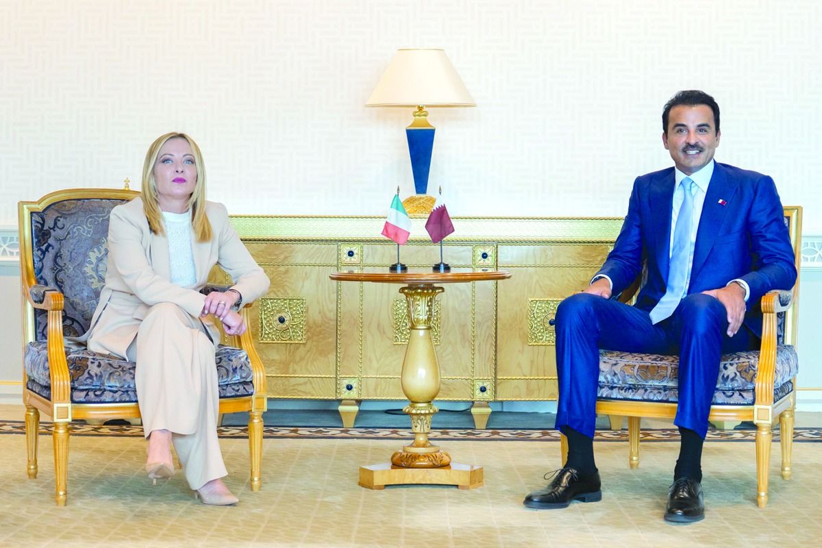 الأمير المفدى يستقبل جورجيا ميلوني.. إيطاليا تجدد وقوفها مع الدوحة