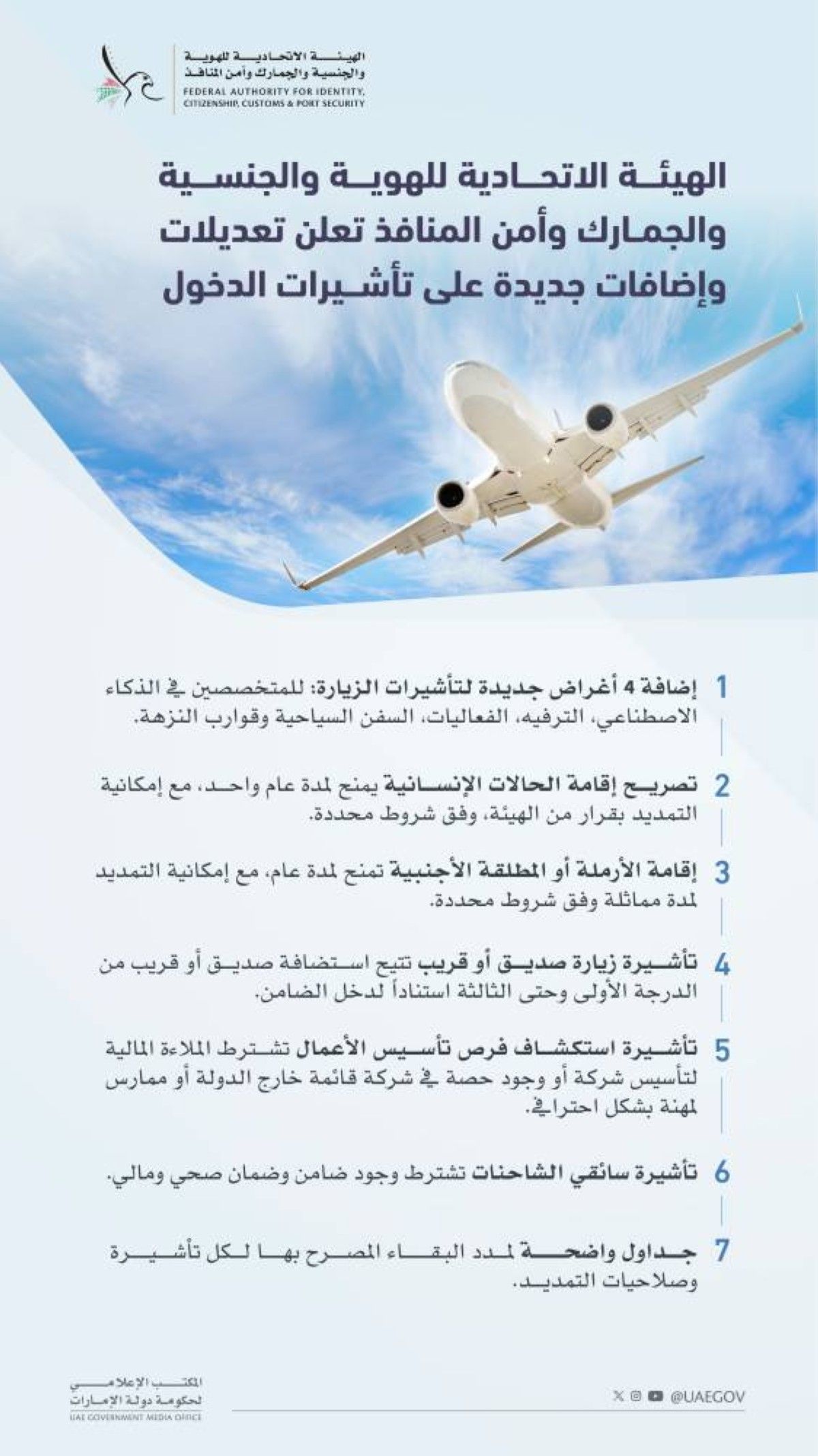 الإمارات.. تعديلات وإضافات جديدة على تأشيرات الدخول