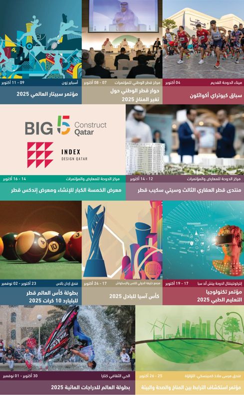 أكتوبر 2025: فعاليات تجمع قطاعات الصحة والرياضة والتعليم والضيافة في قطر