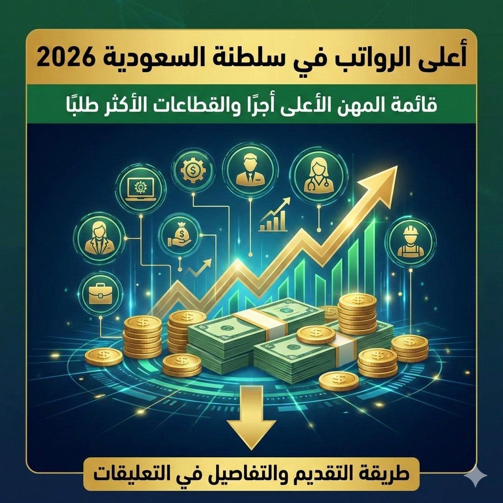 أعلى الرواتب في السعودية 2026 | قائمة المهن الأعلى أجرًا والقطاعات الأكثر طلبًا