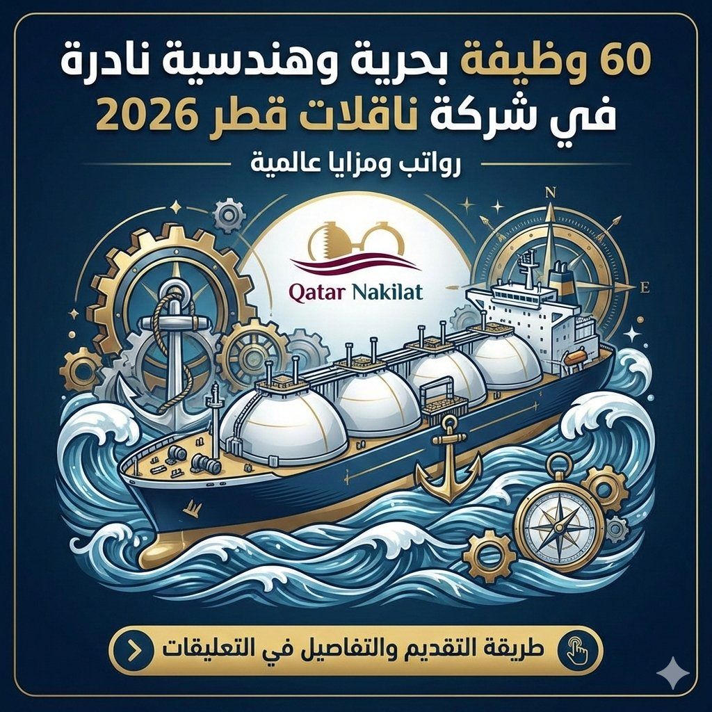60 وظيفة بحرية وهندسية نادرة في شركة ناقلات قطر 2026 برواتب ومزايا عالمية