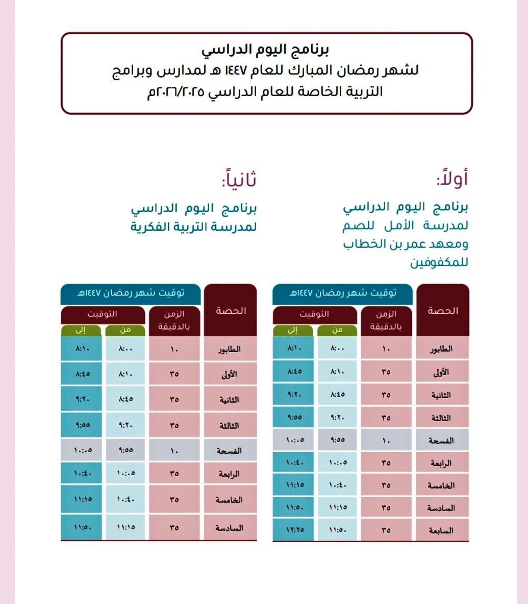 تغييرات مهمة في الدوام المدرسي.. مواعيد الدراسة في رمضان بسلطنة عمان